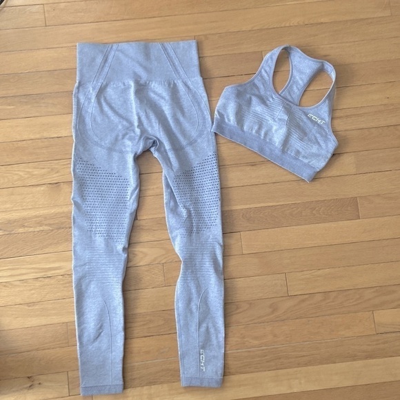 ECHT Arise Seamless Grey High Rise Legging + Sports Bra SET Size Small - Picture 4 of 11